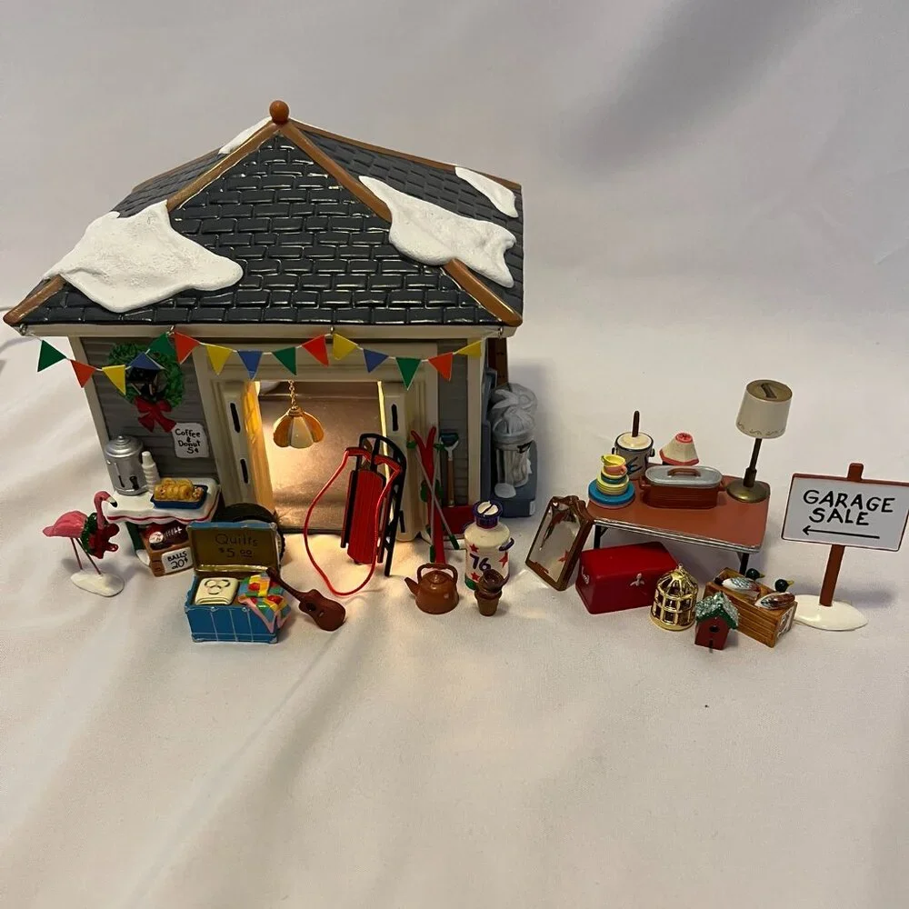 Dept 56 Snow Village – “Another Man’s Treasure” Lighted Garage w/accessories - Picture 1 of 16